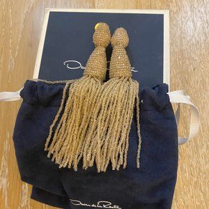 Oscar de la Renta Gold Earrings Box Dustbag 100% authentic